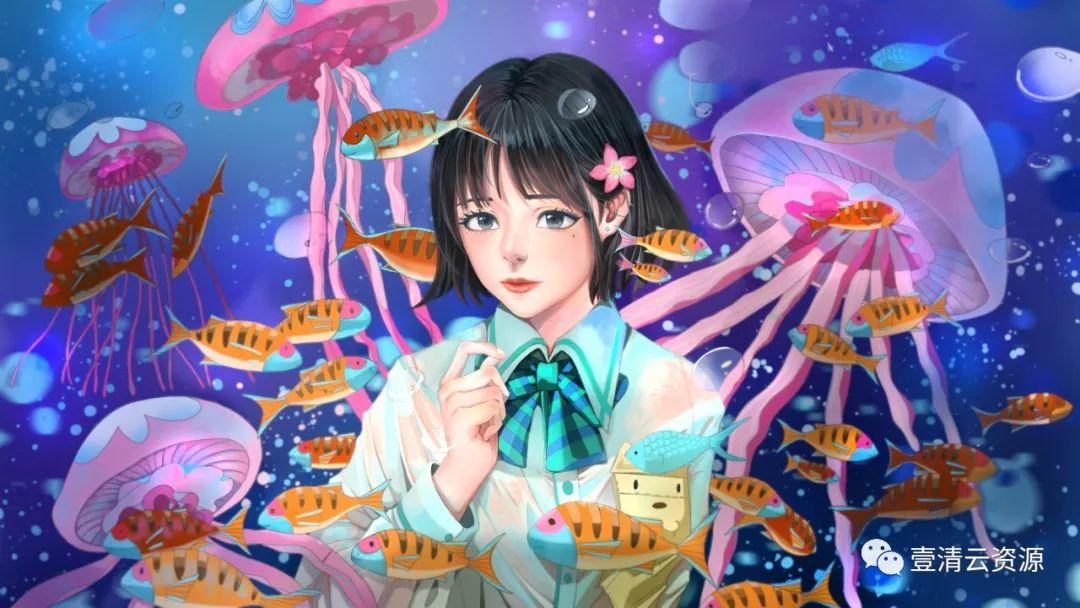 【S0458】【素材】精品壁纸动漫手绘插画PSD分层素材源文件