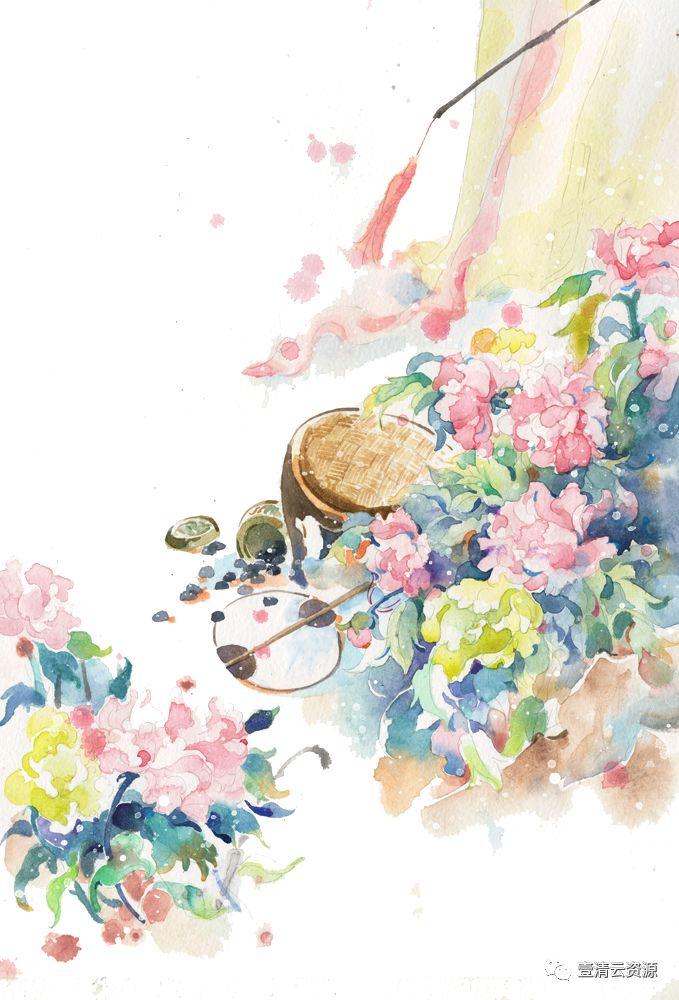 【S0479】【素材】清新插画风景枝叶花朵PNG免抠设计素材源文件
