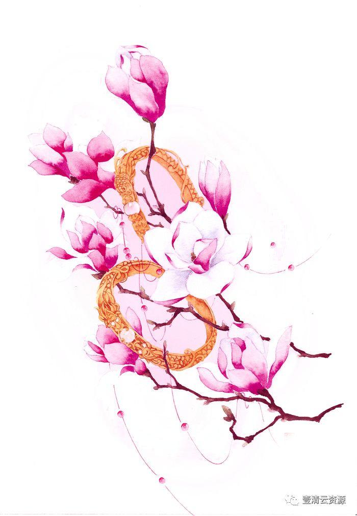 【S0479】【素材】清新插画风景枝叶花朵PNG免抠设计素材源文件