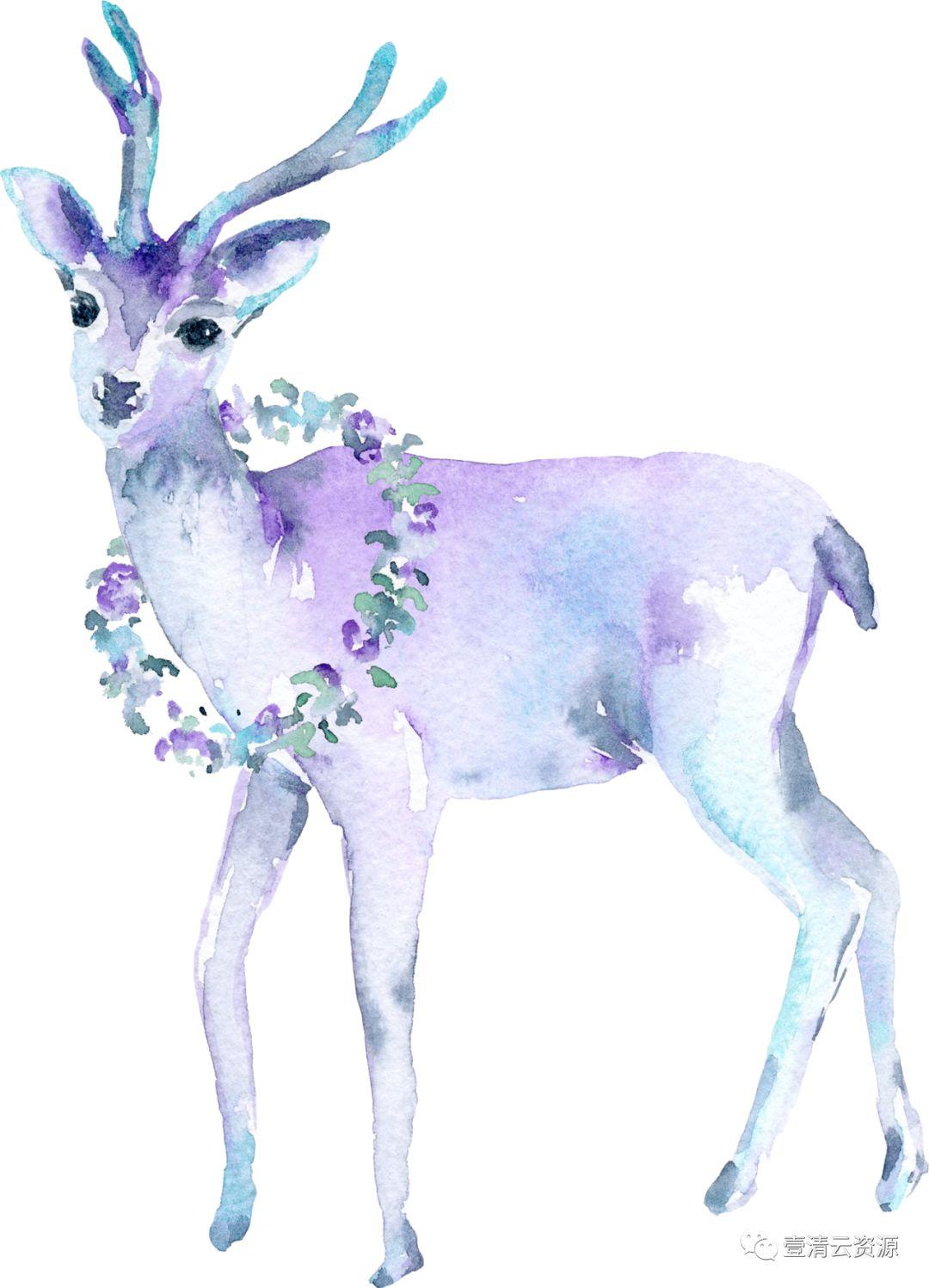 【S0481】【素材】圣诞节奇幻森林水彩插画PNG设计素材源文件
