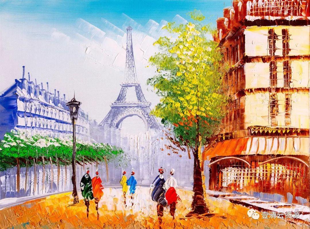 【S0531】【素材】时尚建筑风景油画水彩壁画JPG设计素材源文件