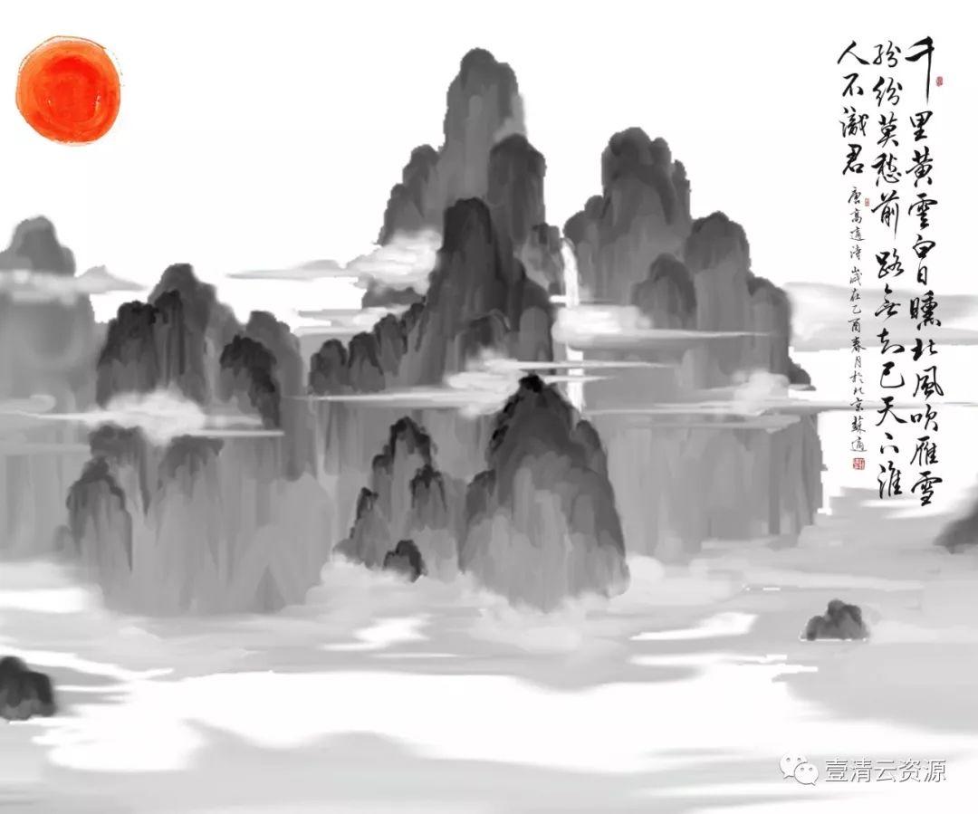 【S0532】【素材】宣传海报古风水墨山水画禅意海报PSD设计素材源文件