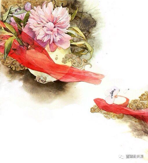 【S0533】【素材】桃花复古插画花瓣花朵枝叶雨伞油画PNG免抠设计素材源文件