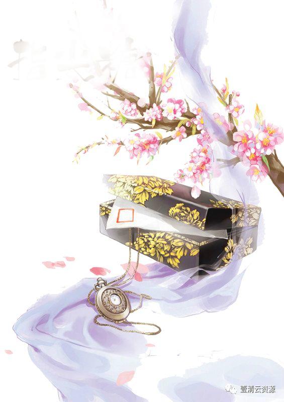 【S0533】【素材】桃花复古插画花瓣花朵枝叶雨伞油画PNG免抠设计素材源文件