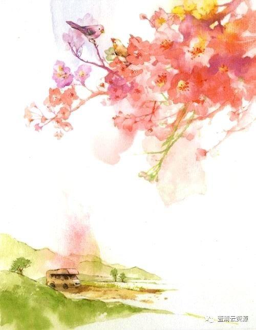 【S0533】【素材】桃花复古插画花瓣花朵枝叶雨伞油画PNG免抠设计素材源文件