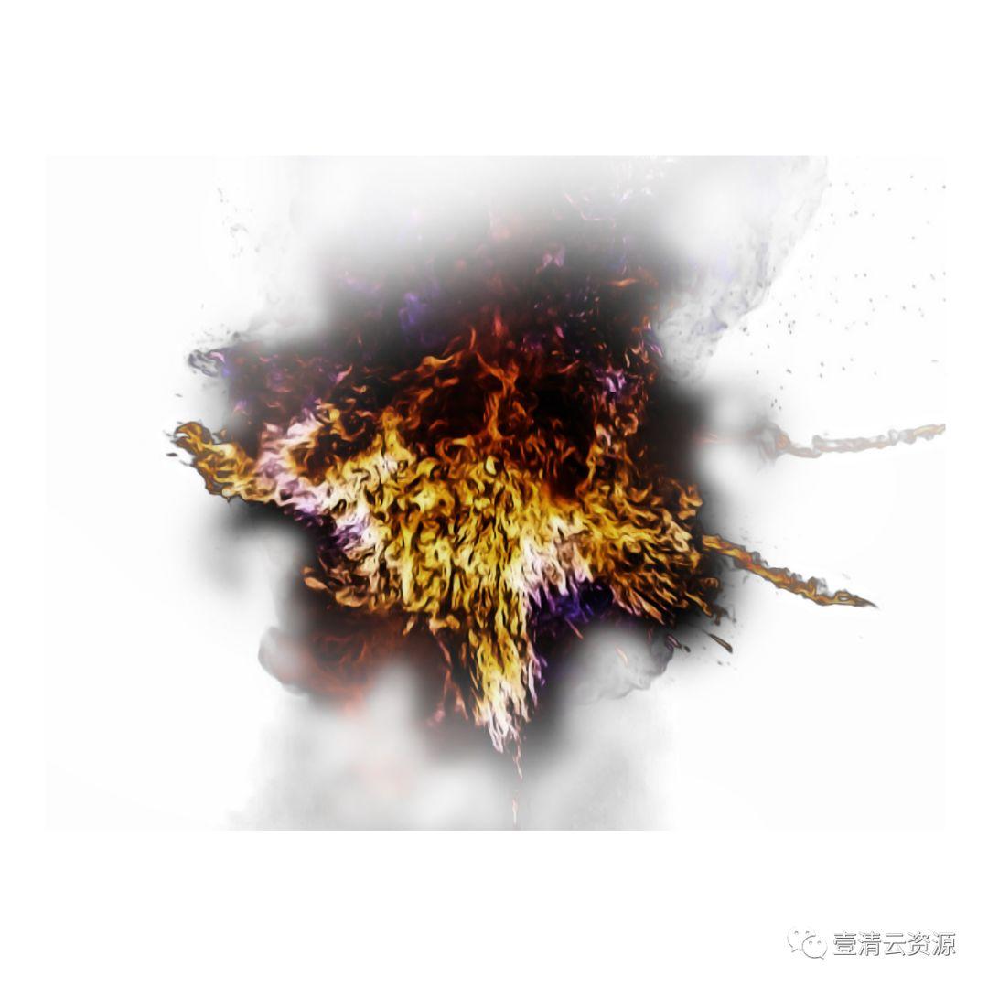 【S0551】【素材】免抠PNG+PSD白底火焰爆炸玻璃烟雾设计素材源文件