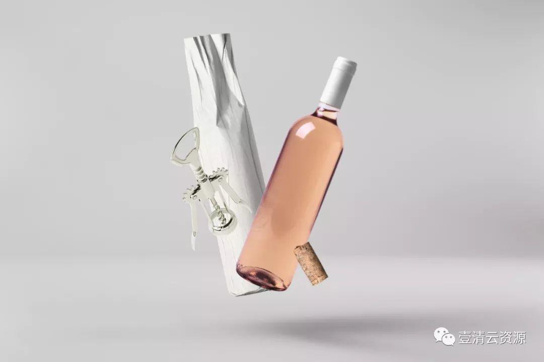 【S0560】【素材】果酒红酒酒瓶香槟品牌包装纸设计效果图展示VI贴图样机PSD模板