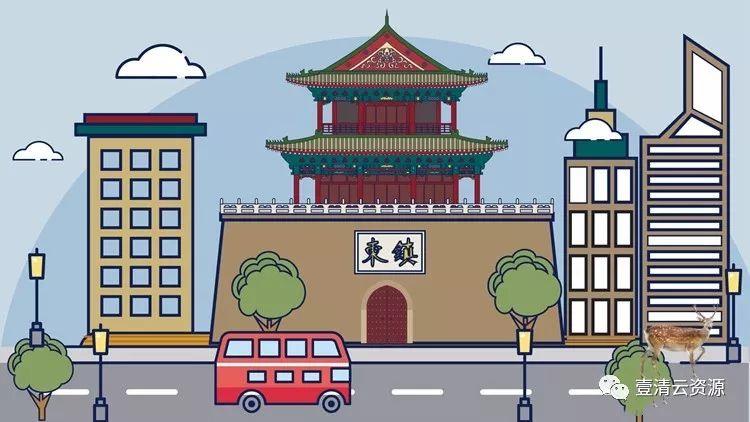 【S0575】【素材】中国古典水墨风城市风景AI设计素材源文件
