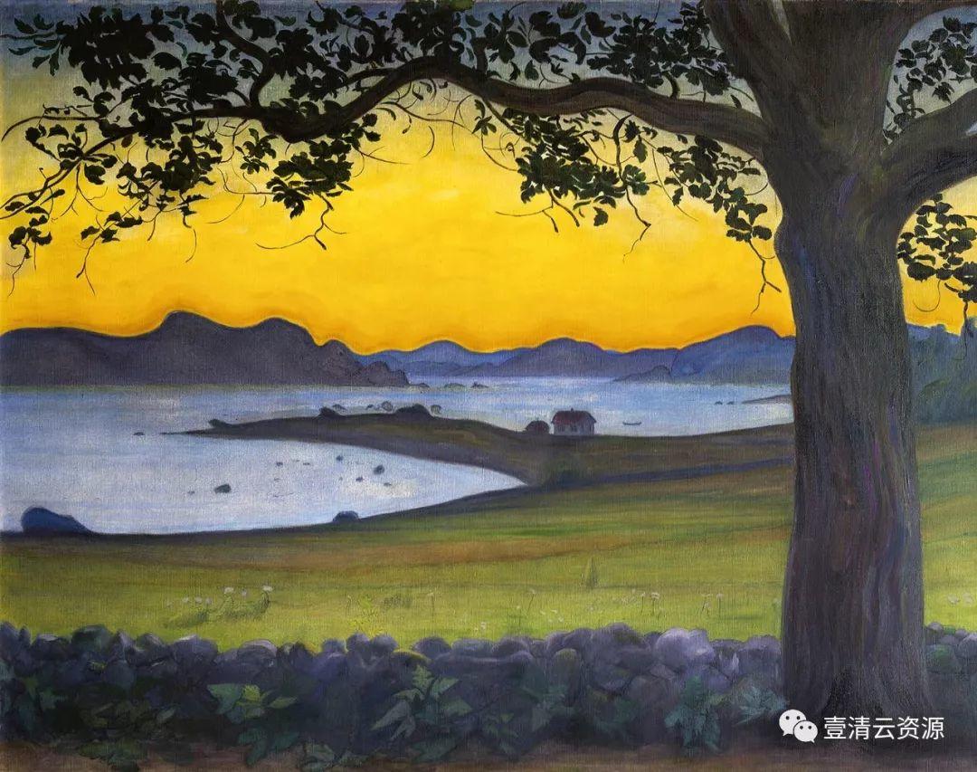 【S0587】【素材】哈拉尔德索尔贝里Harald Sohlberg油画作品高清图片素材资料12幅（JPG）