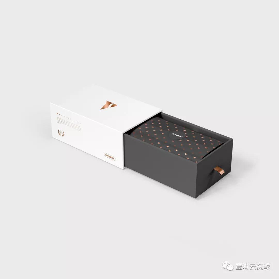 【S0603】【素材】高档豪华礼品礼物包装盒袋抽屉盒效果图提案VI贴图样机PSD模板