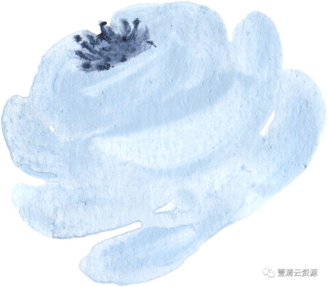 【S0624】【素材】海军蓝金线水彩花卉PNG设计素材源文件