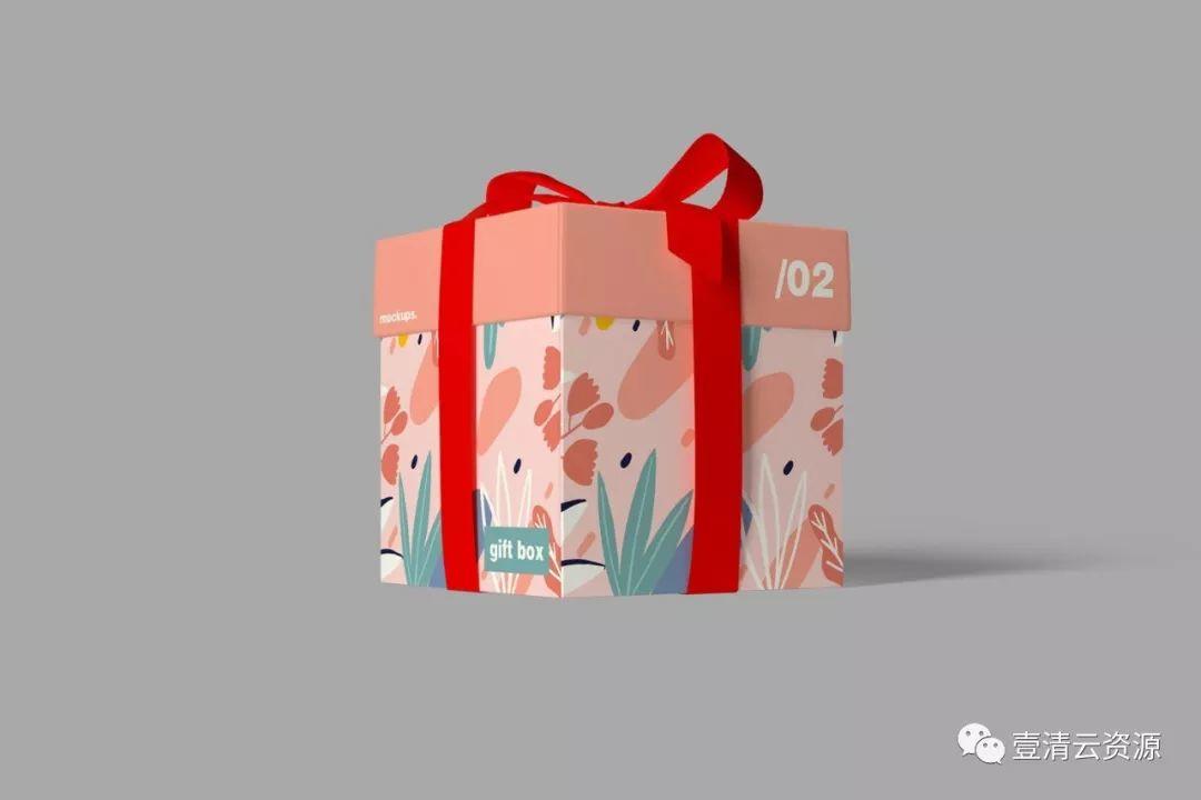 【S0630】【素材】丝带捆绑礼品盒外观设计图样机PSD设计素材源文件