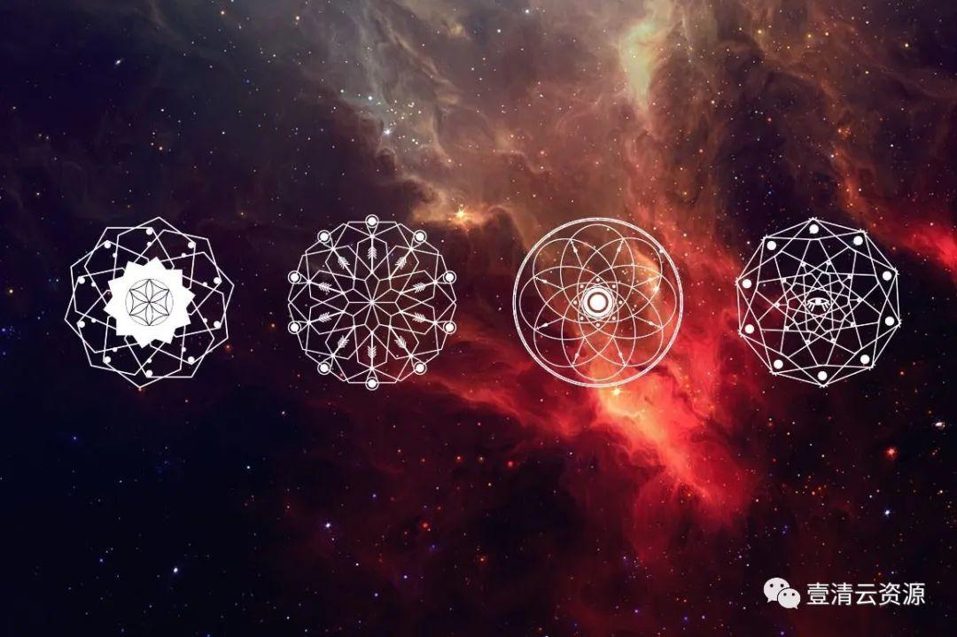 【S0744】【素材】16个占星术曼陀罗神圣符号矢量几何图形素材