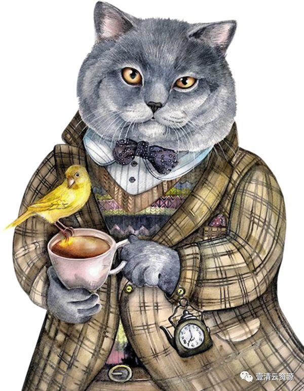 【S0796】【素材】水彩手绘猫咪PNG素材源文件