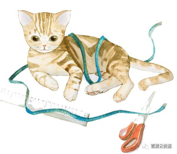【S0796】【素材】水彩手绘猫咪PNG素材源文件
