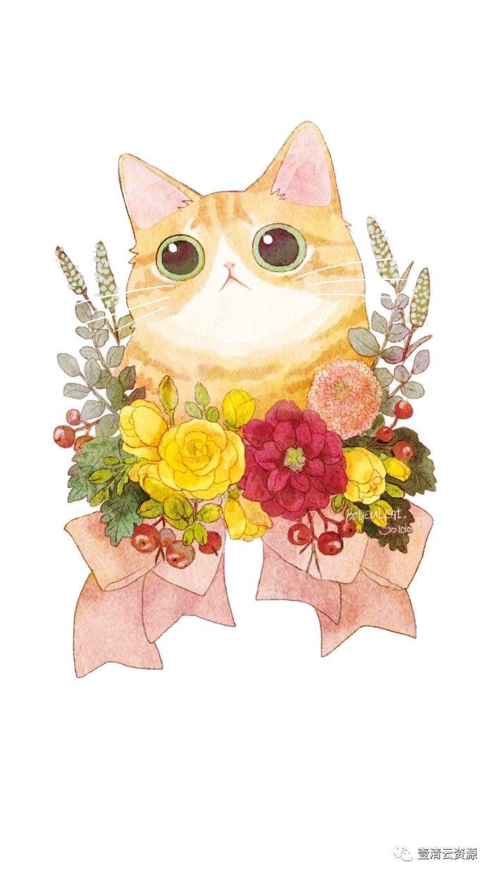 【S0796】【素材】水彩手绘猫咪PNG素材源文件
