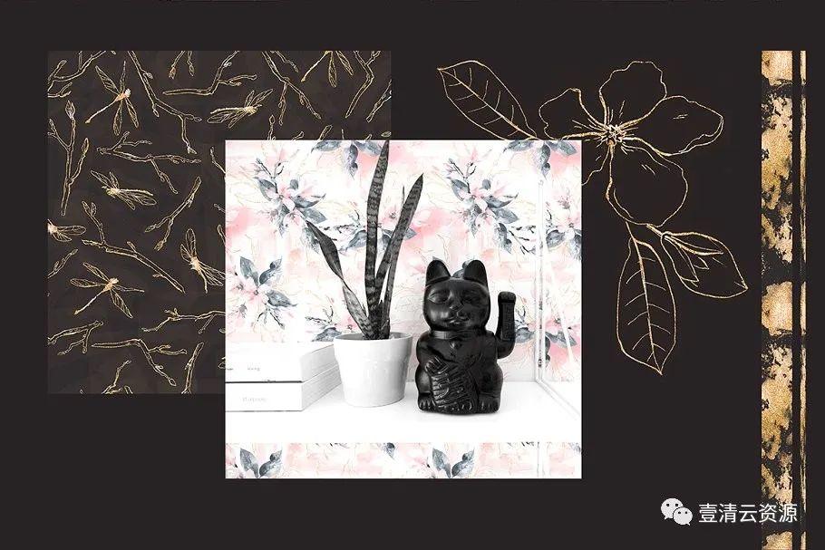 【S0834】【素材】高贵品质的蛇&花卉水彩图案合集JPG PNG设计素材源文件
