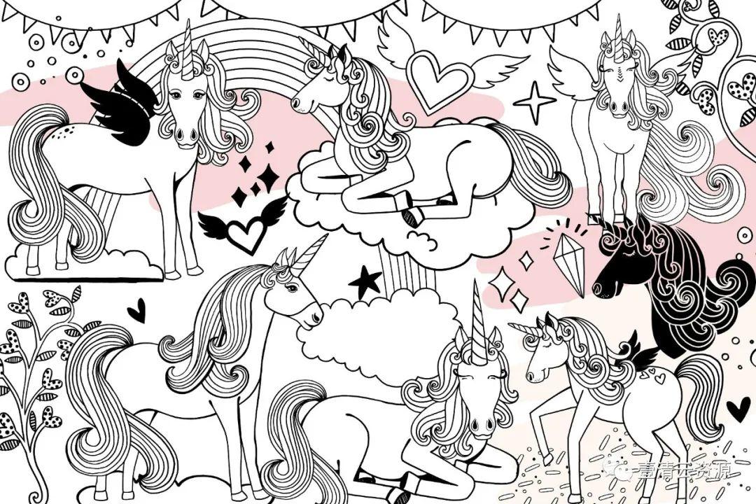 【S0958】【素材】彩虹与独角兽梦幻世界插画元素