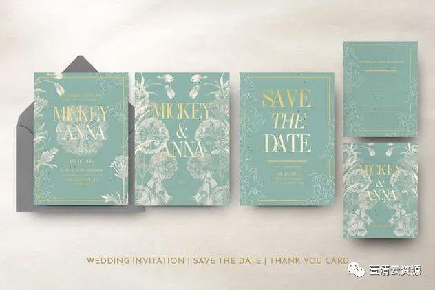 【S0960】【素材】经典优雅叶子婚礼邀请函模板PSD设计素材源文件