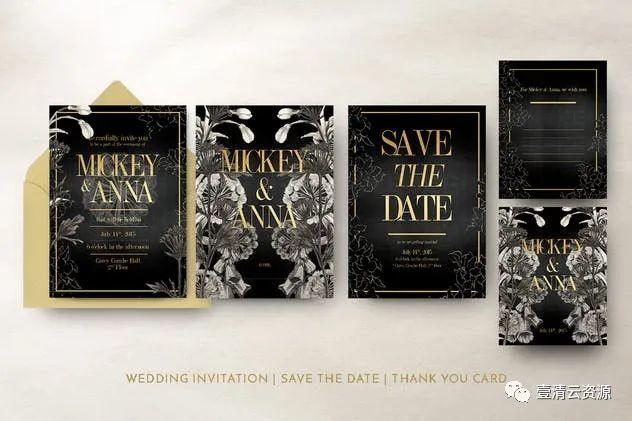 【S0960】【素材】经典优雅叶子婚礼邀请函模板PSD设计素材源文件