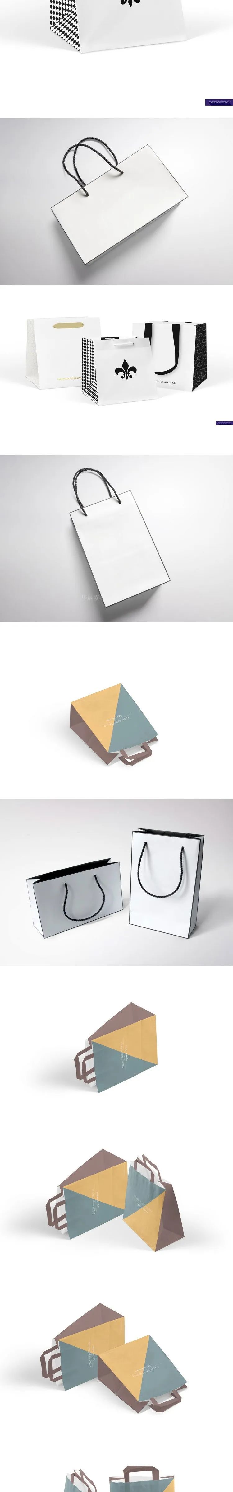 【S1008】【素材】购物手提袋产品包装纸袋LOGO贴图 VI设计样图手提袋素材模板