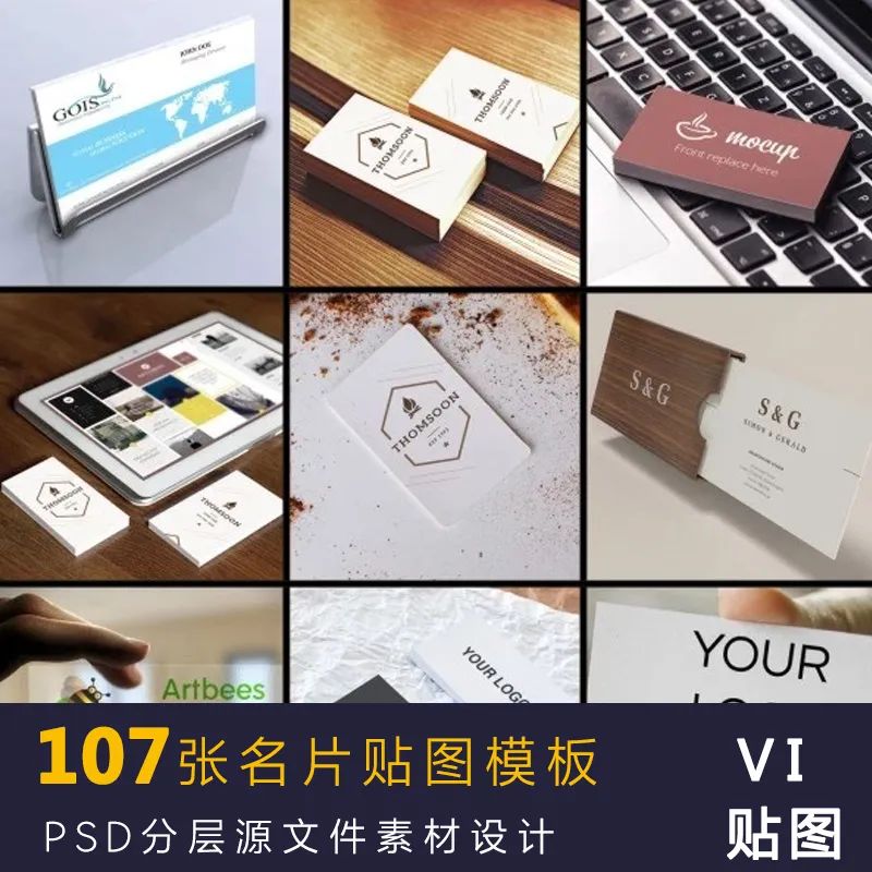 【S1140】【素材】高端商务名片设计素材模板 VI贴图LOGO提案器PSD名片平面