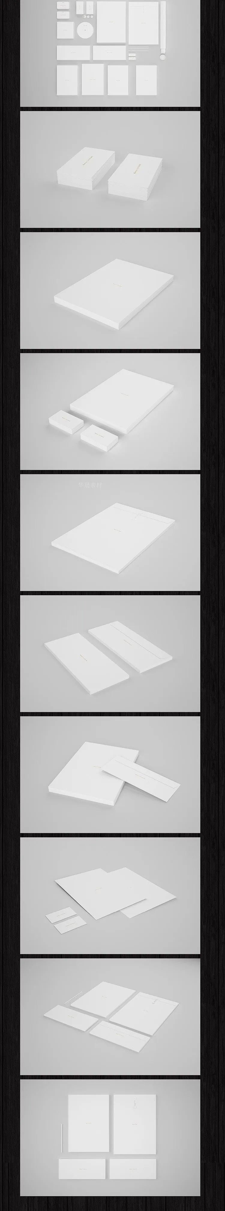 【S1029】【素材】黑白素色企业公司名片VI设计展示模版 PSD智能贴图模板素材