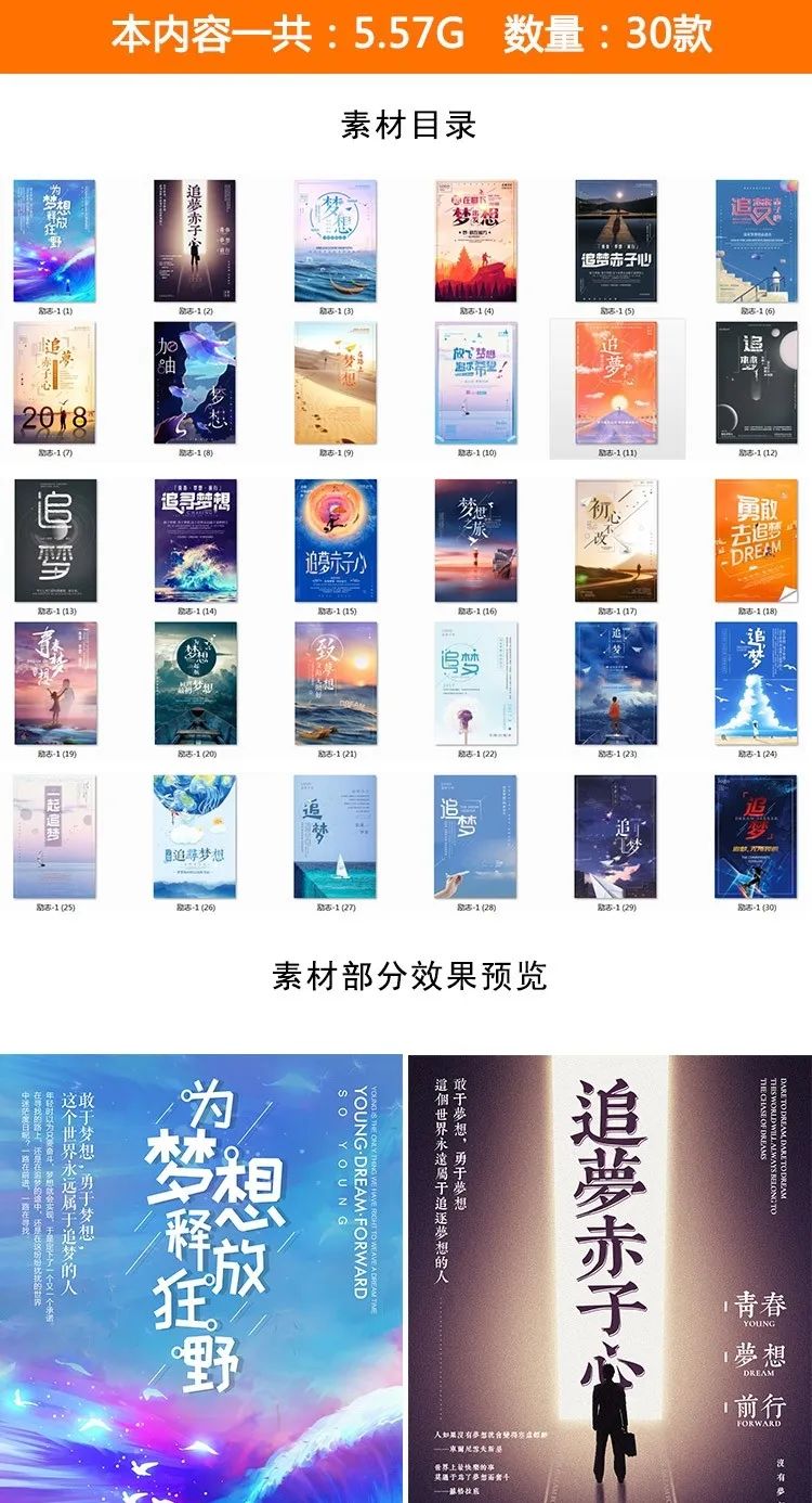 【S1154】【素材】励志追梦赤子心海报模版 公司企业文化宣传展板PSD设计文件