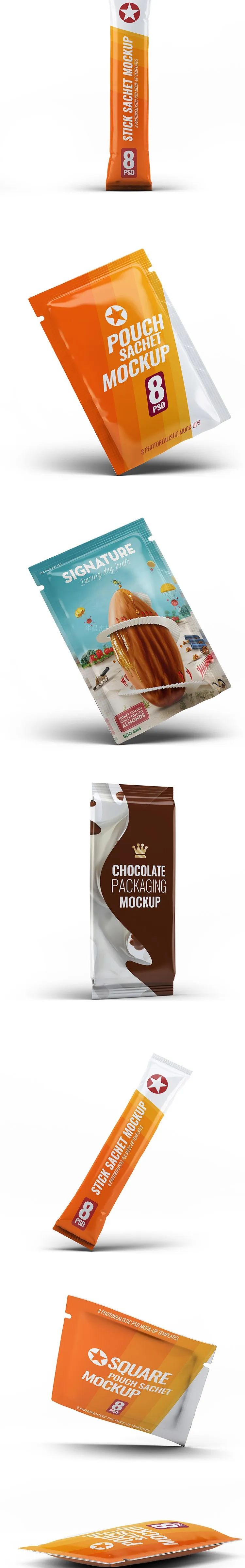 【S1087】【素材】炫彩VI设计素材食品包装袋效果图 零食饼干PSD智能贴图样机