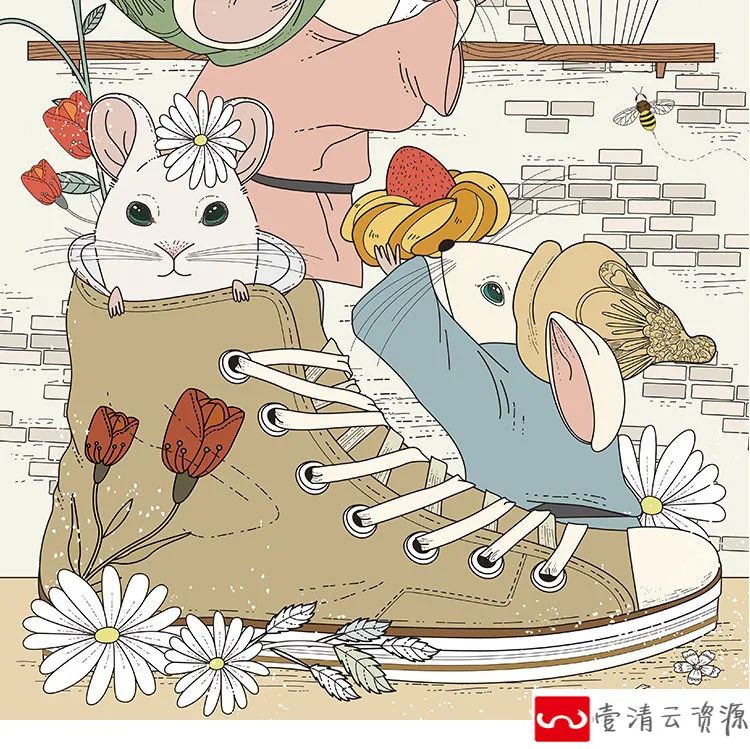 【S1227】【素材】卡通可爱风格北欧动物背景插画 手绘装饰兔动物EPS设计素材