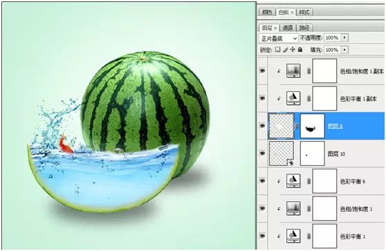 PS教学：合成一个创意的西瓜鱼缸