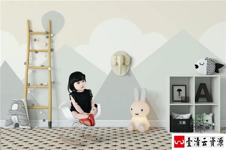 【S1458】【素材】儿童影楼3D效果写真模板简约立体感室内相册背景PSD分层素材
