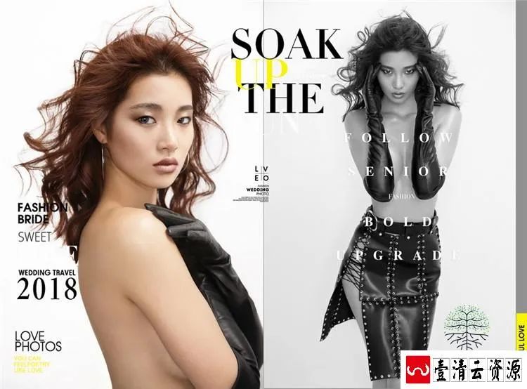 【S1456】【素材】时尚高端杂志风婚纱写真模板风格主题影楼拍摄PSD分层素材新