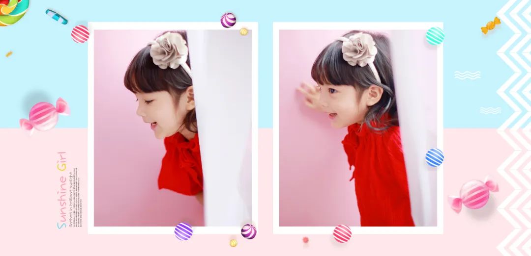 【S1454】【素材】可爱糖果风儿童写真模板时尚宝宝女孩摄影照片PSD分层素材新