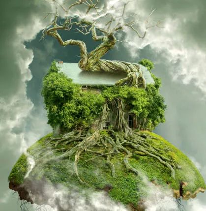 PS教学：合成天空飞翔的古老树屋教程