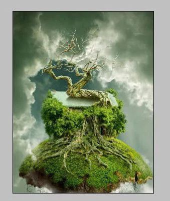PS教学：合成天空飞翔的古老树屋教程