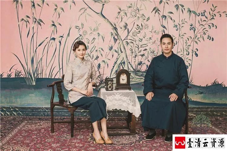 【S1476】【素材】民国风古典全家福亲子样片时尚横版高清影楼摄影JPG格式