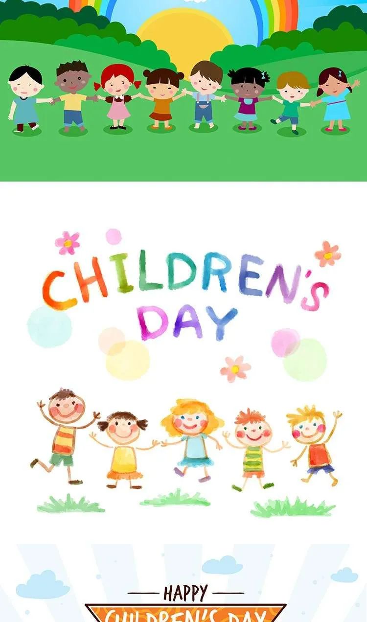 【S1347】【素材】手绘卡通六一幼儿矢量图+PSD分层设计素材 PPT课件幻灯片