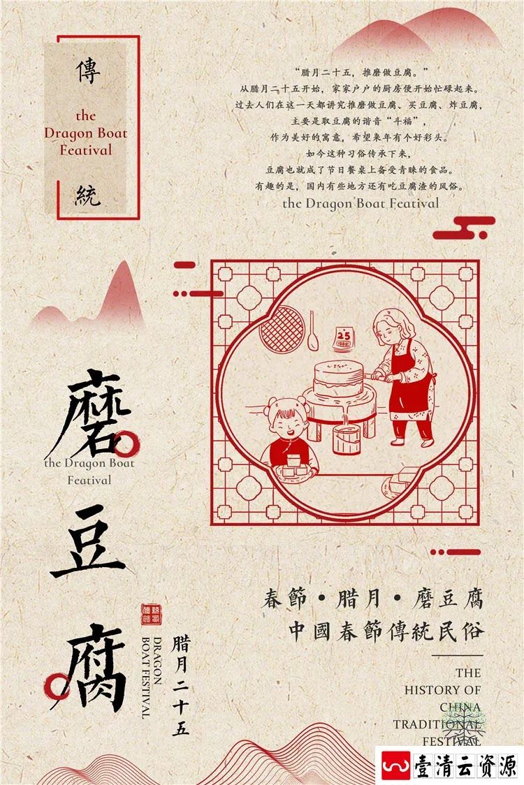 【S1403】【素材】春节新年农历海报合集初一至初七背景分层设计PSD模板素材