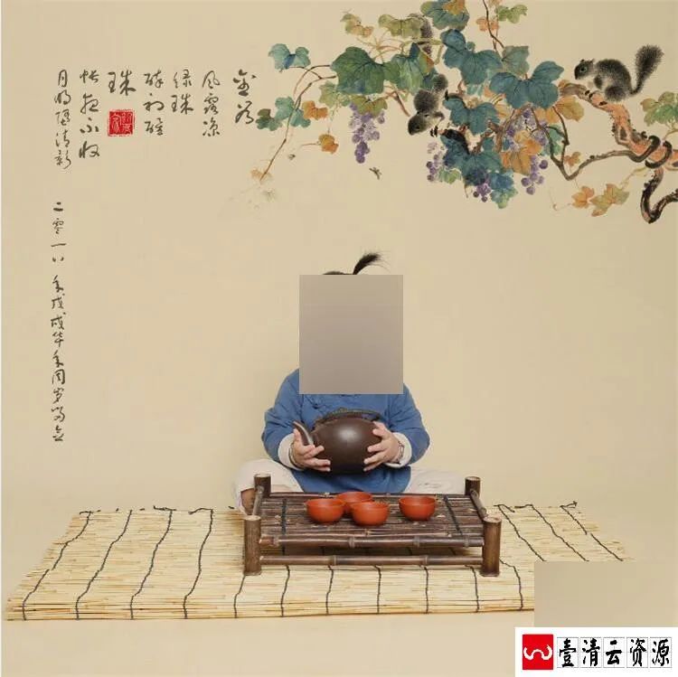【S1475】【素材】新年春节中国风儿童年味工笔画影楼摄影分层设计PSD模板素材