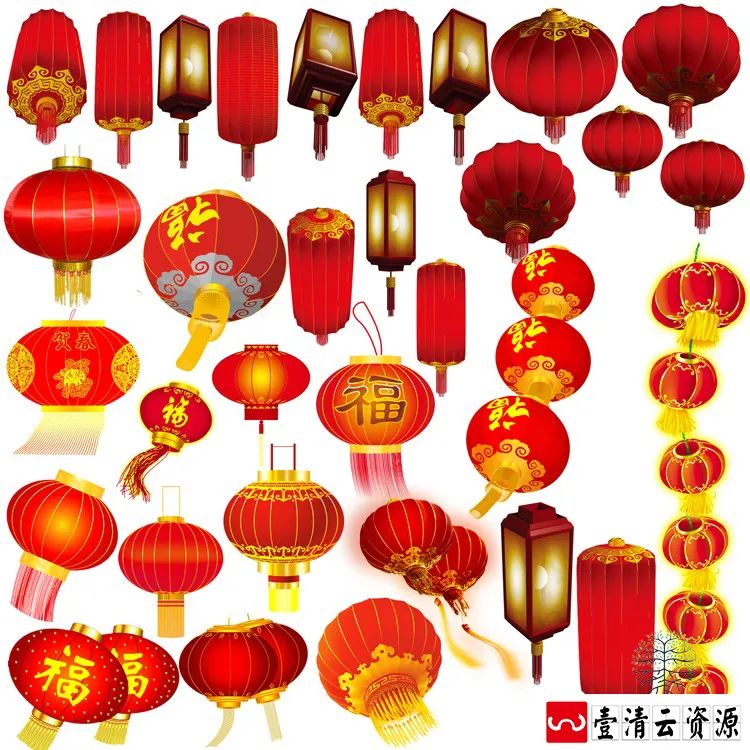 【S1360】【素材】灯笼鞭炮设计素材福娃福娃财神喜庆PNG免扣PSD分层AI矢量新