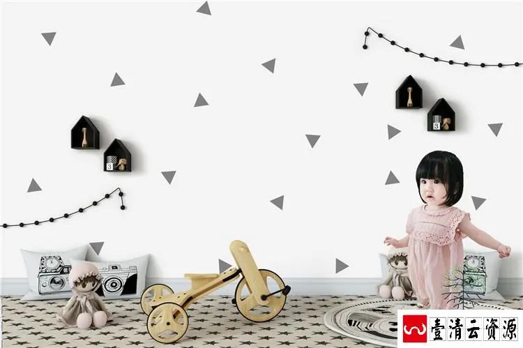 【S1458】【素材】儿童影楼3D效果写真模板简约立体感室内相册背景PSD分层素材