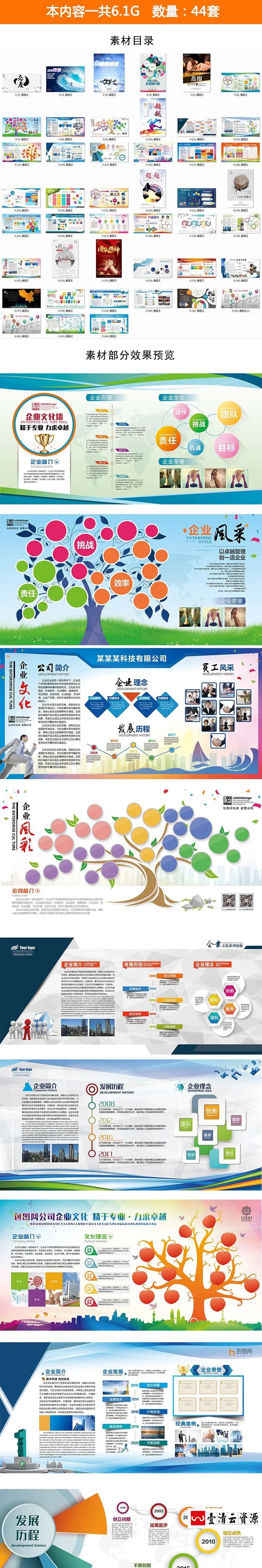 【S1274】【素材】企业公司大气商务风文化墙背景海报 发展历程PSD宣传栏展板