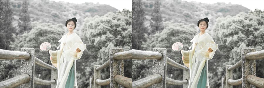 PS教程：调出冷色唯美雪景人物写真照片