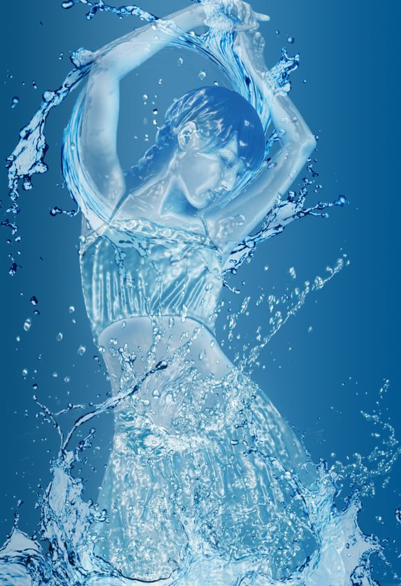 PS教程：PS将美女做成液态水人效果