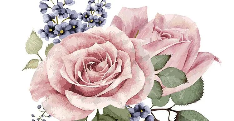【S1240】【素材】唯美自然花卉森系清新水彩蝴蝶手绘插画 植物矢量图素材新