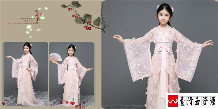 【S1464】【素材】古装中国风汉服影楼拍摄儿童相册写真PSD格式模板素材设计新