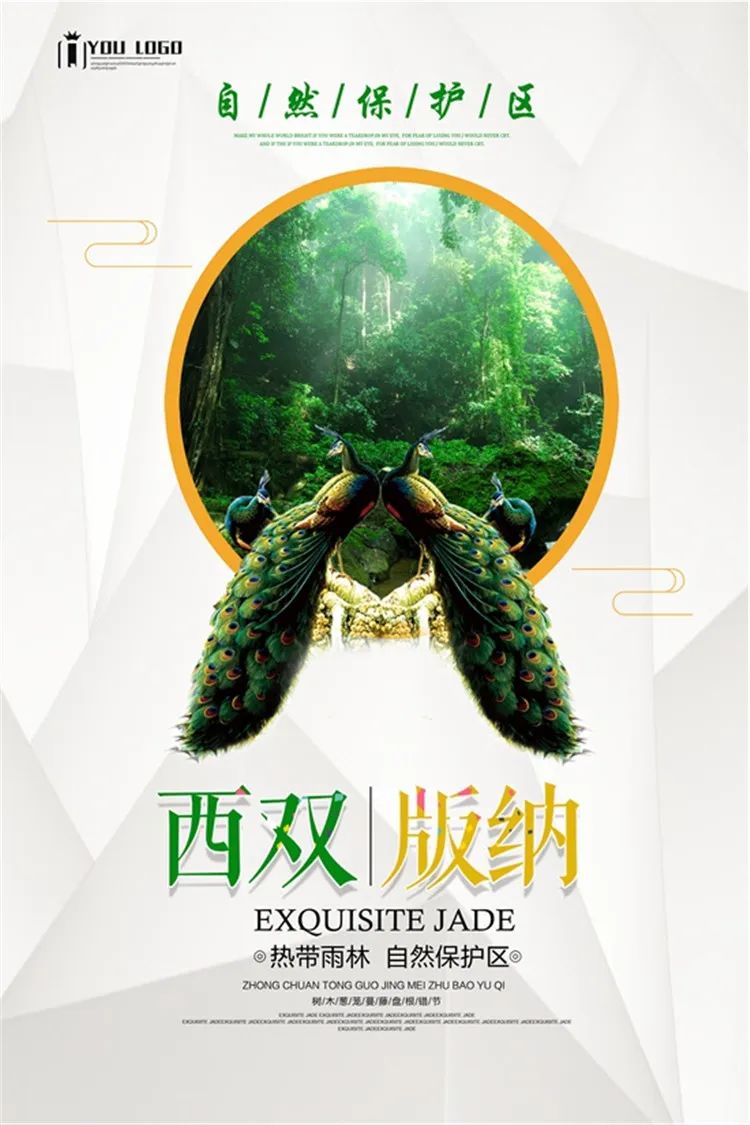 【S1332】【素材】西双版纳风景山水旅游宣传活动海报背景展板PSD分层素材模板
