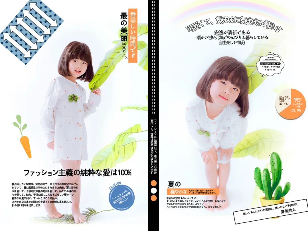 【S1443】【素材】清新简洁儿童相册模板竖版日系影楼拍摄女孩写真PSD分层素材