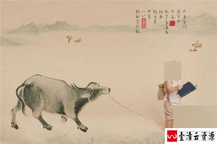 【S1475】【素材】新年春节中国风儿童年味工笔画影楼摄影分层设计PSD模板素材